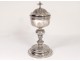 Solid silver ciborium Minerva goldsmith Garnier wheat grape reeds 329gr XIXth
