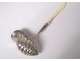 Foreign solid silver punch ladle sieve handle handle carved XIXth