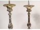 4 candlesticks altar silver bronze cherubs shells church XIXth century