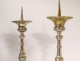 4 candlesticks altar silver bronze cherubs shells church XIXth century