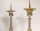 4 candlesticks altar silver bronze cherubs shells church XIXth century