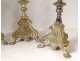 4 candlesticks altar silver bronze cherubs shells church XIXth century