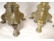 4 candlesticks altar silver bronze cherubs shells church XIXth century