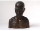 Bronze sculpture bust man Vietnam Hanoi school Indochina XXth century