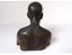 Bronze sculpture bust man Vietnam Hanoi school Indochina XXth century