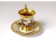 Paris porcelain saucer cup characters gilding landscape 19th restoration