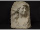 Sculpture Etienne Lenhoir bust young woman Carrara marble Art Nouveau XIXth