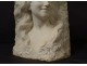 Sculpture Etienne Lenhoir bust young woman Carrara marble Art Nouveau XIXth