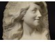 Sculpture Etienne Lenhoir bust young woman Carrara marble Art Nouveau XIXth