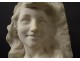 Sculpture Etienne Lenhoir bust young woman Carrara marble Art Nouveau XIXth