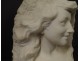 Sculpture Etienne Lenhoir bust young woman Carrara marble Art Nouveau XIXth