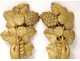 Pair of decorative elements of gilded wood decoration hands grapes vine XIXth