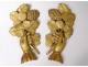 Pair of decorative elements of gilded wood decoration hands grapes vine XIXth