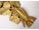 Pair of decorative elements of gilded wood decoration hands grapes vine XIXth