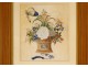 Watercolor rice paper wicker basket bouquet flowers butterflies XIXth century