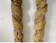 2 large wooden columns carved with grape birds XVIIth Corinthian capital