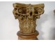 2 large wooden columns carved with grape birds XVIIth Corinthian capital