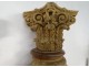 2 large wooden columns carved with grape birds XVIIth Corinthian capital