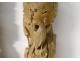 2 large wooden columns carved with grape birds XVIIth Corinthian capital