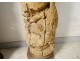 2 large wooden columns carved with grape birds XVIIth Corinthian capital