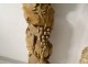 2 large wooden columns carved with grape birds XVIIth Corinthian capital