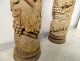 2 large wooden columns carved with grape birds XVIIth Corinthian capital