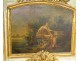 Trumeau glace HSP Louis XVI gilt painted wood gallant scene 18th century basket