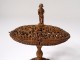 Box on foot corozo carved arabesque character foliage XIXth century