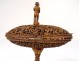 Box on foot corozo carved arabesque character foliage XIXth century