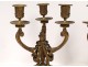 Pair candelabra 3 lights gilt bronze marble clogs Napoleon III XIXth century