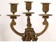 Pair candelabra 3 lights gilt bronze marble clogs Napoleon III XIXth century
