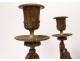 Pair candelabra 3 lights gilt bronze marble clogs Napoleon III XIXth century