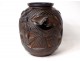 Pierre d'Avesn Art Deco vase swallows model black brown molded glass twentieth