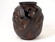 Pierre d'Avesn Art Deco vase swallows model black brown molded glass twentieth