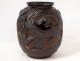 Pierre d'Avesn Art Deco vase swallows model black brown molded glass twentieth