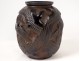 Pierre d&#39;Avesn Art Deco vase swallows model black brown molded glass twentieth