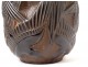 Pierre d'Avesn Art Deco vase swallows model black brown molded glass twentieth