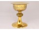 Chalice paten gilded metal crown thorns cross IHS church 20th century