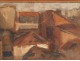 Oil on panel &quot;Landscape of Roofs&quot; Wuori 20th