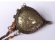 Pendant Bermil pear silver metal cabochon coral Zaïane Morocco XXth