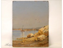 Oil on board Port of Marseille Depierre 19th