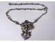 Sterling silver Saint-Esprit necklace rhinestone dove XIXth dove
