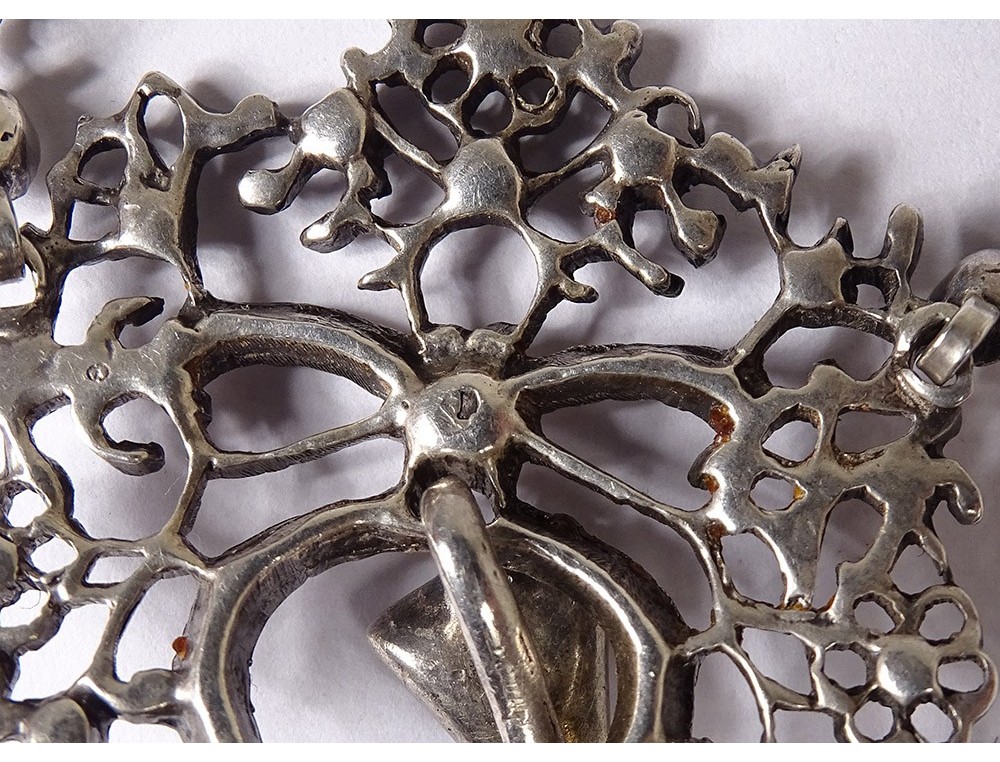 Collier Vintage Art Nouveau - Argent Sterling Et Zircones Transparentes, Semi-rigide, Poinçonné