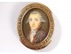 18K solid gold miniature brooch painted 18th century Paris aristocrat portrait