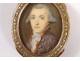 18K solid gold miniature brooch painted 18th century Paris aristocrat portrait