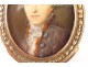 18K solid gold miniature brooch painted 18th century Paris aristocrat portrait