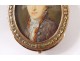 18K solid gold miniature brooch painted 18th century Paris aristocrat portrait