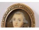 18K solid gold miniature brooch painted 18th century Paris aristocrat portrait