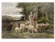 HST table Céramano shepherdess flock sheep landscape Barbizon School XIXth