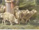 HST table Céramano shepherdess flock sheep landscape Barbizon School XIXth